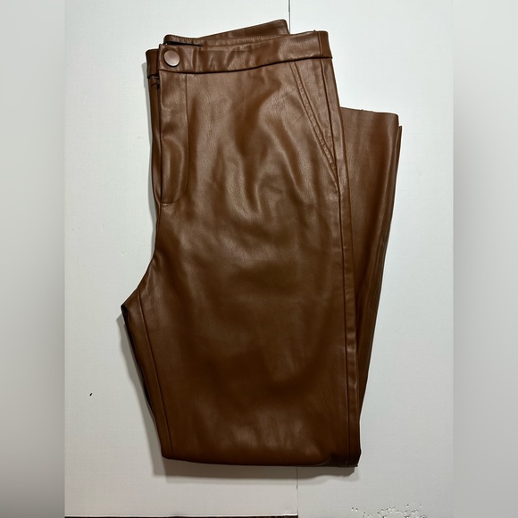 Zara Pants - Zara Brown color faux leather leggings Straight Leg